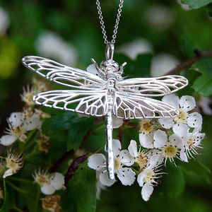 Sterling Silver Dragonfly Pendant, Dragonfly Necklace, Dragonfly Jewelry, Silver Insect Pendant, Chain not included