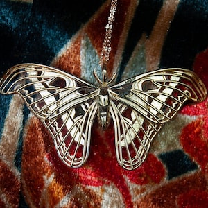 Atlas Moth Pendant, Butterfly Necklace, Sterling silver Butterfly pendant, Silver butterfly. Chain not included