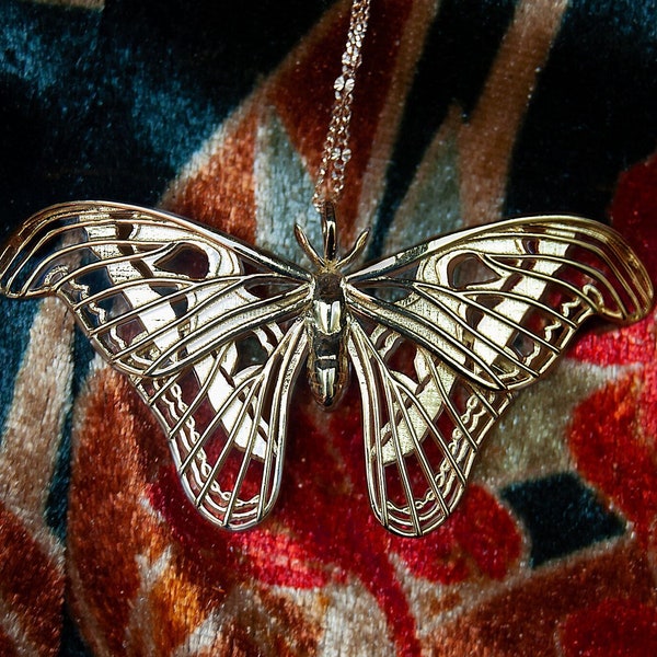 Atlas Moth Pendant, Butterfly Necklace, Sterling silver Butterfly pendant, Silver butterfly. Chain not included