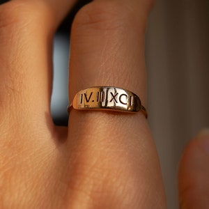 Personalized name ring, Dainty name ring, Custom engraved ring, Roman Numeral Ring, Gifts For Her