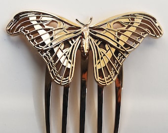 Atlas Moth Hair Comb, Butterfly Hair Pin, Bridal Butterfly accessory, Butterfly Headpiece