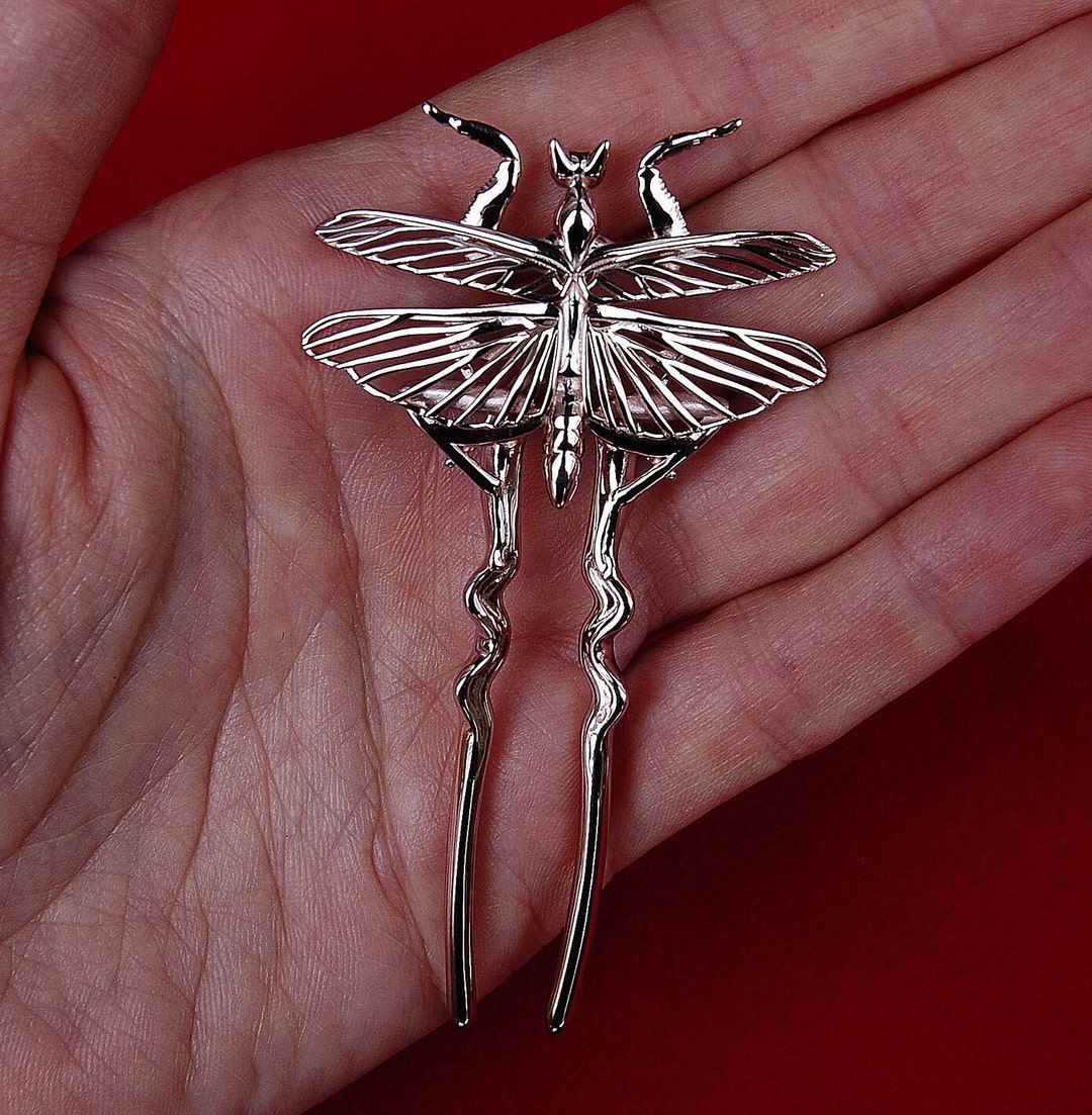 Silver Praying Mantis Hair Pin, Insect Wedding Hair Accessory - Etsy