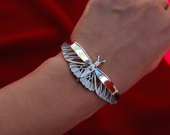 Sterling Silver Butterfly Cuff Bracelet: Rajah Brooke Birdwing Jewelry