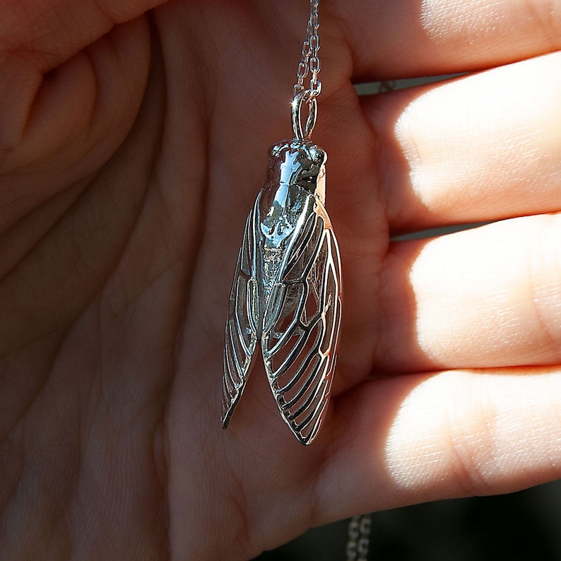 Cicada gold necklace Insect necklace Cicada jewelry Insect pendant Cicada silver pendant