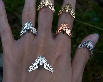 Sphinx Moth ring, Hawk Moth ring, Butterfly Jewelry, Silver Insect ring