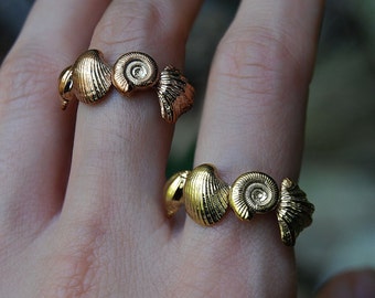 Seashell ring, sterling silver/gold shell ring, stacking ring, summer ring, holiday ring, beach ring