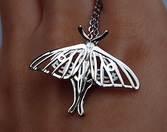 Dainity Luna Moth pendant, Sterling Silver Luna Moth necklace, Butterfly Jewelry, Silver Insect Pendant, Chain not included