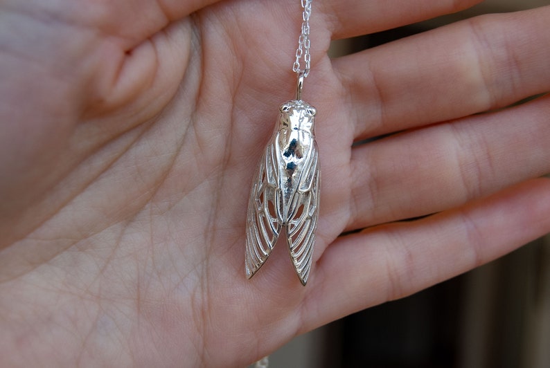 Cicada gold necklace Insect necklace Cicada jewelry Insect pendant Cicada silver pendant