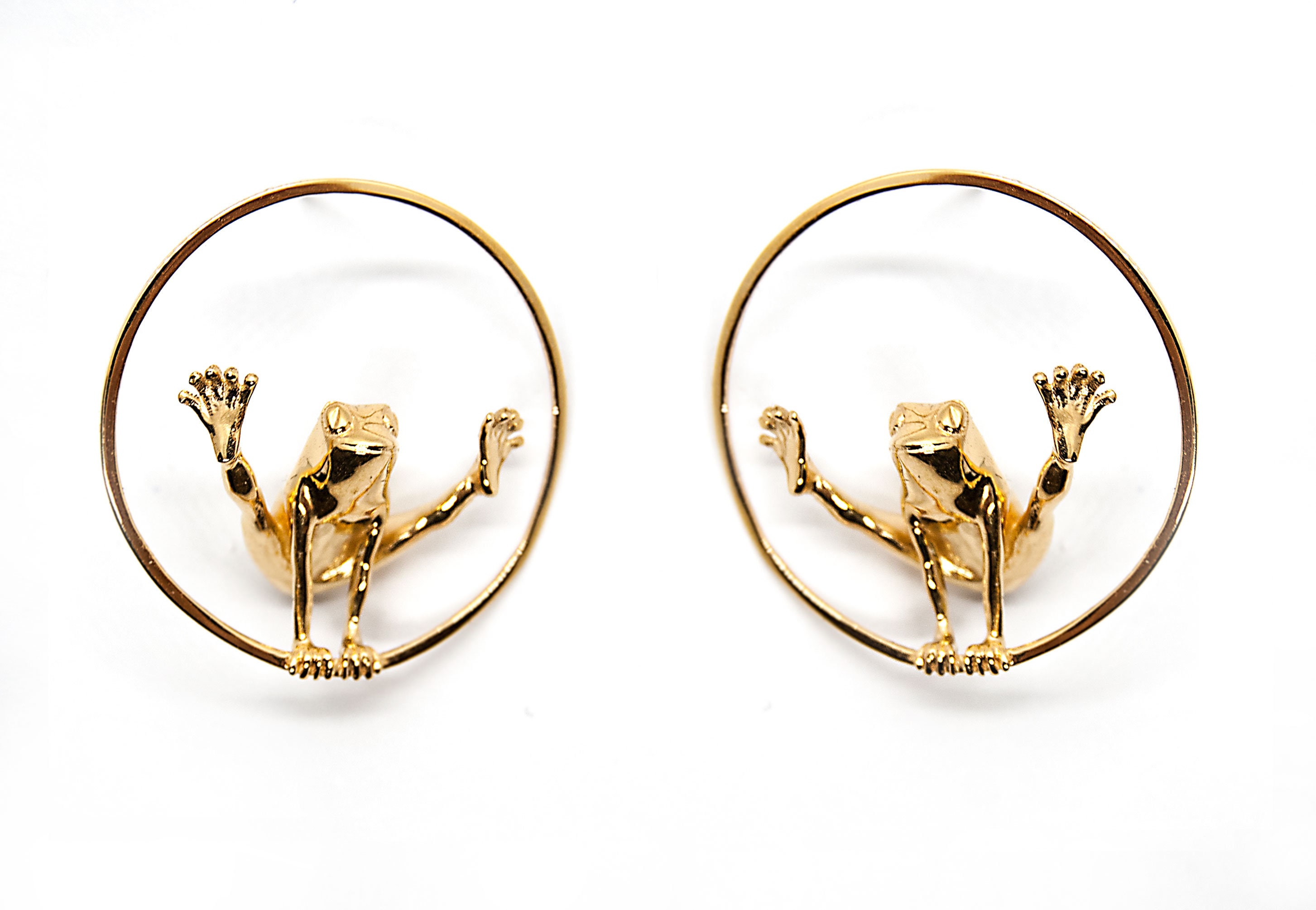 Frog Hoop Earrings Frog Earrings Toad Earrings Funky Earrings Etsy