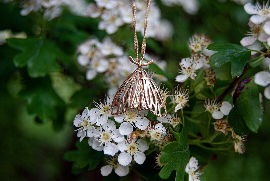 Moth Chain Gold Tiger Moth Pendant: Bronze/brass Necklace (chain Not Included) - Etsy