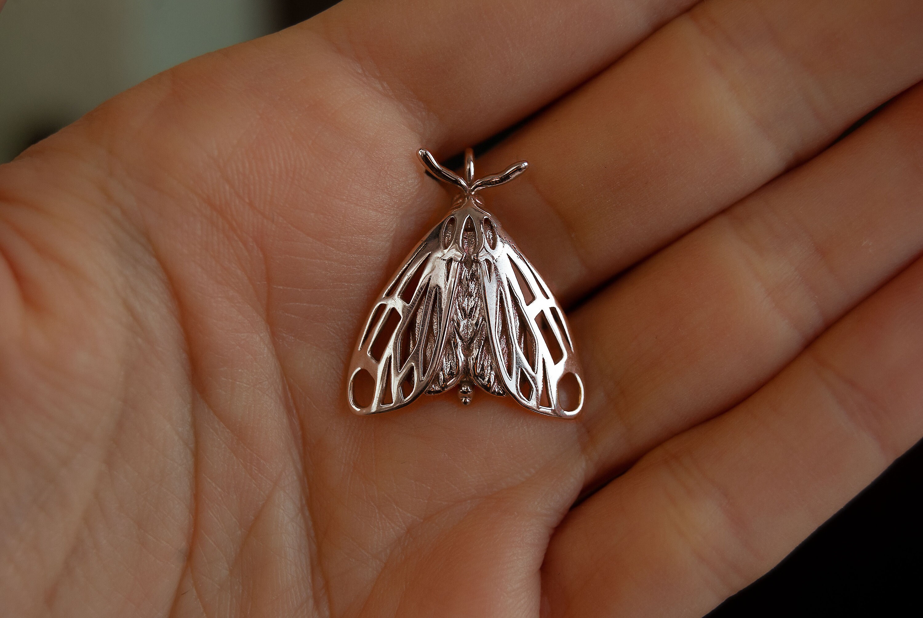 Kette nicht Schmetterling Insekt Anhänger, Silber Schmuck, Motte Motte Silber enthalten Halskette, Anhänger, Sterling