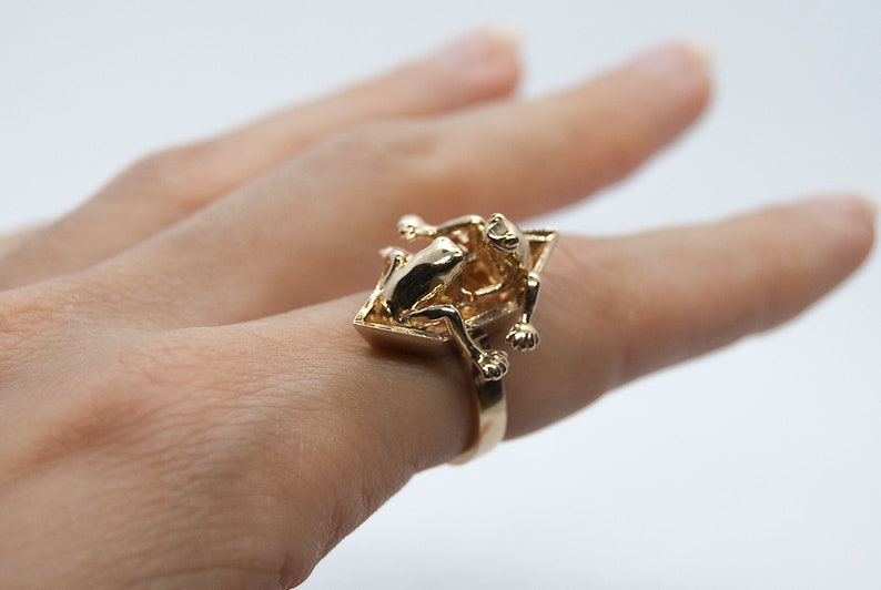 Origami Boat Ring Frogs in Gold Paper Boat Frog Ring Etsy Canada