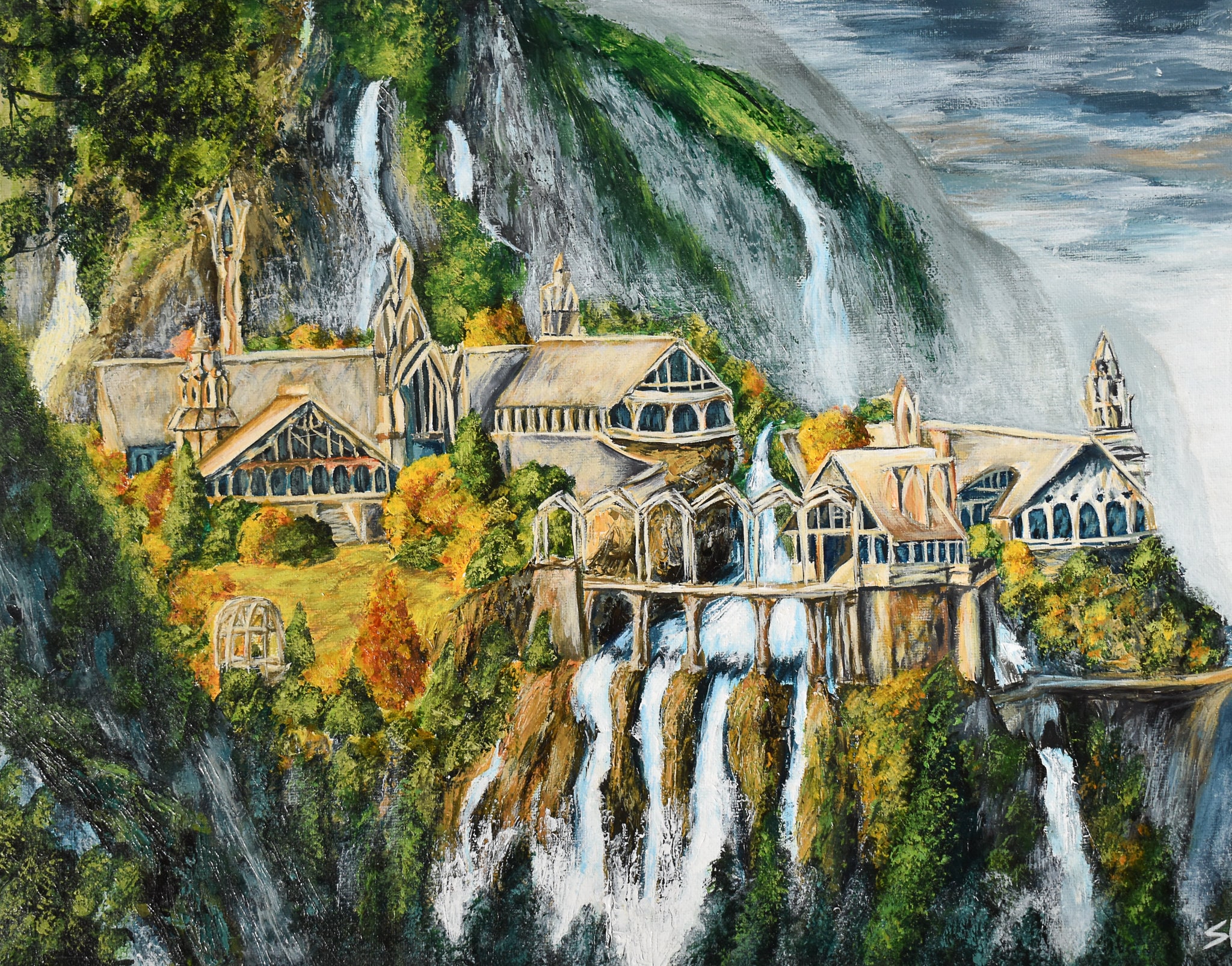 Rivendell Print Lord Of The Rings The Hobbit Art Print Fantasy 