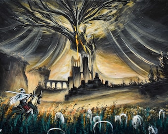 Shadow of the Erdtree Print, elden ring, elden ring art, dark souls, dark souls 3, bloodborne, dark souls painting, video game fanart