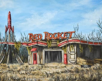 Cohete Rojo / Impresión de Postal