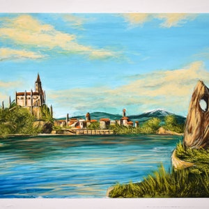 Beauclair, witcher 3, the witcher, the witcher merchandise, video game art, video game merchandise, fantasy painting, geralt of rivia, ciri