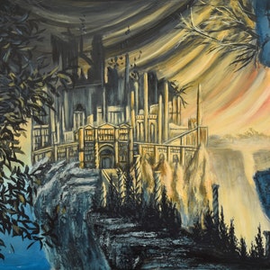 Belurat Tower Settlement Print, elden ring, elden ring art, dark souls, dark souls 3, bloodborne, dark souls painting, video game fanart