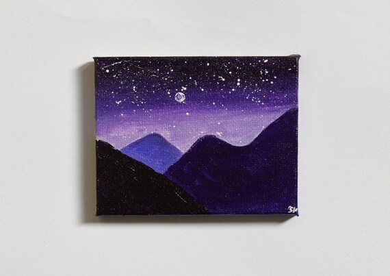 Purple Skies Acrylic Painting Mini Painting Landscape Etsy