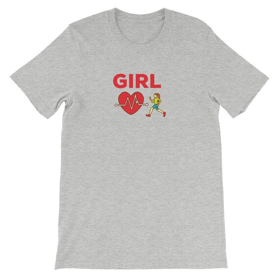 Running Shirt Women's | Funny Workout Shirt | Girl Running Heartbeat