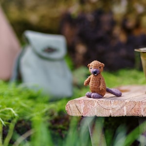Micro miniature crochet Beaver cute crochet mini animals, doll house miniatures crochet art, holidays gift