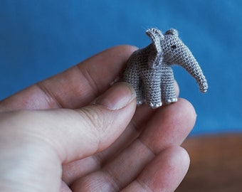 Miniature Elephant – Tiny Crochet Amigurumi Elephant, Handmade Collectible Animal Figurine, Dollhouse Decor, Pocket Gift