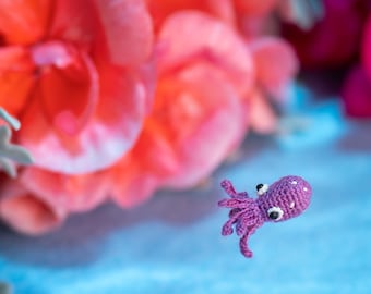 Micro Crochet Octopus – Tiny Amigurumi Sea Animal, Purple (1/3 Inch)