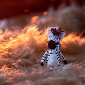 Micro miniature crochet animal Zebra: cute stuffed animal, tiny things tiny cute gifts, Black and white zebra