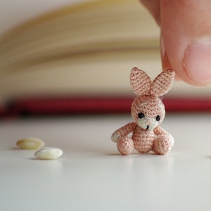 Micro miniature crochet sweet bunny figurine:  tiny micro crochet miniature stuffed rabbit, nice micro gift