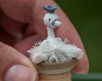 Crochet Swan Miniature: Tiny Handmade Amigurumi Animal Doll