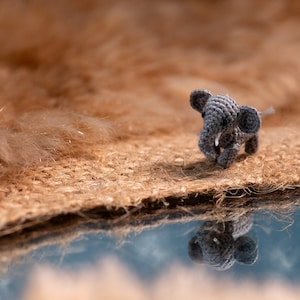 Miniature crochet elephant 1/2 inch, tiny amigurumi animal, handmade gray elephant dollhouse toy, collectible micro elephant gift