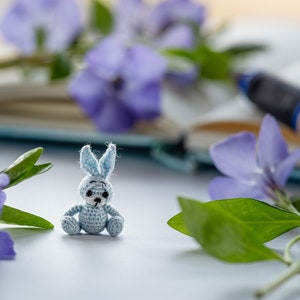 Micro miniature crochet bunny mini animal: Easter miniature bunny personalized gifts, micro crochet dollhouse miniature