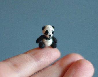 Micro miniature Panda crochet bear: tiny cute things, personalized gifts