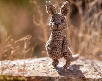 Micro Crochet Kangaroo – Handmade Miniature Safari Animal Figurine