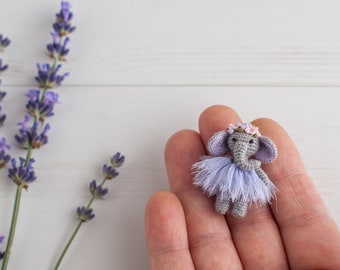 Mini Elephant micro crochet miniature tiny animals: micro miniatures personalized gifts