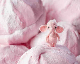 Crochet Pink Elephant miniature animal: personalized gifts for her, animal lover gift for Valentine's day