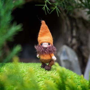 Micro miniature crochet gnome in crochet acorn house: crochet art, micro miniatures supernatural gifts,micro crochet gnome doll