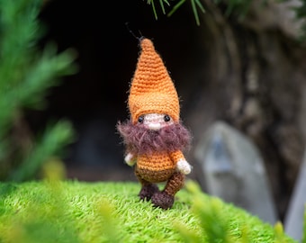 Micro miniature crochet gnome in crochet acorn house: crochet art, micro miniatures supernatural gifts,micro crochet gnome doll