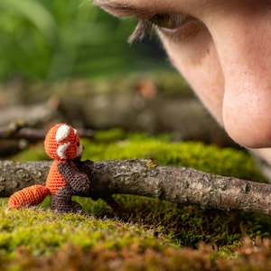 Red Panda miniature crocheted animal - mini micro crochet dollhouse animals