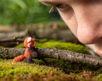 Red Panda miniature crocheted animal - mini micro crochet dollhouse animals