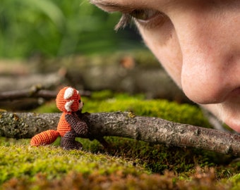 Miniature Crochet Red Panda – Tiny Handmade Amigurumi Figurine