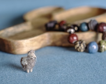 Mini Crochet Llama Doll: Tiny Gray Amigurumi Dollhouse Animal Gift