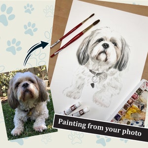 Custom pet portraits in watercolour. Gift for pet owner. Gifts for dog lovers image 2