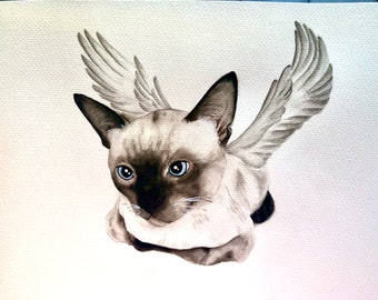 Cat memorial gift. Cat art. Cat painting. Custom pet portraits in watercolour. Gift for pet owner. Gifts for cat lovers