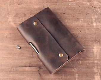 Leather Journal Sketchbook. Loose leaf notebook with zipper bag - Leather Drawing Travel Journal. Artist gift