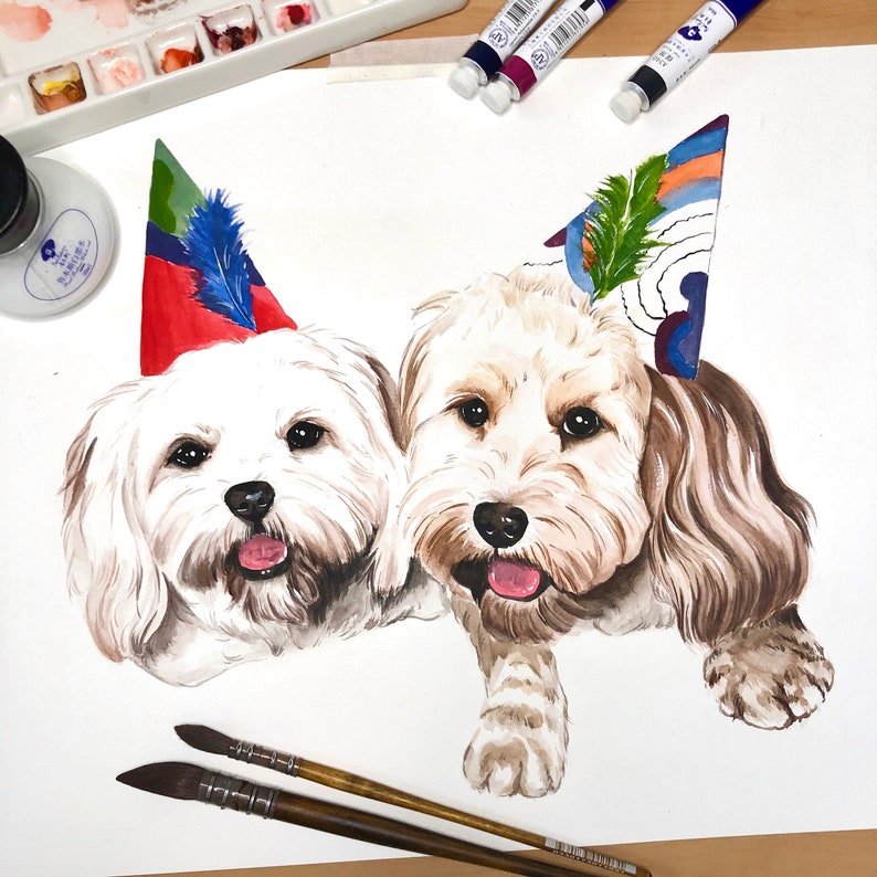 Custom pet portraits in watercolour. Gift for pet owner. Gifts for dog lovers image 5