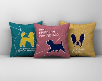 Designer pillow, Designer cushion, puppy pillow cover, dog cushion cover, Gift for dog lover