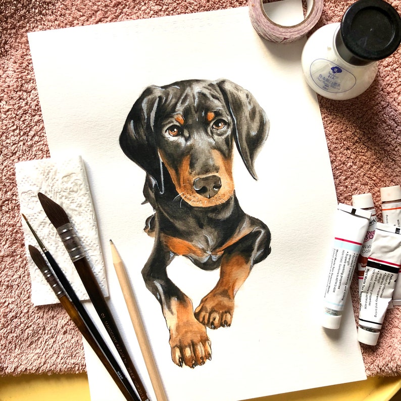 Custom pet portraits in watercolour. Gift for pet owner. Gifts for dog lovers image 4