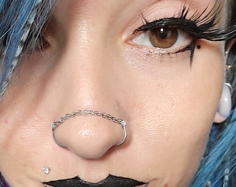 FAUX Nose Chain [Double Chain with Real Moonstone]