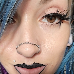 FAUX Nose Chain [Double Chain with Real Moonstone]