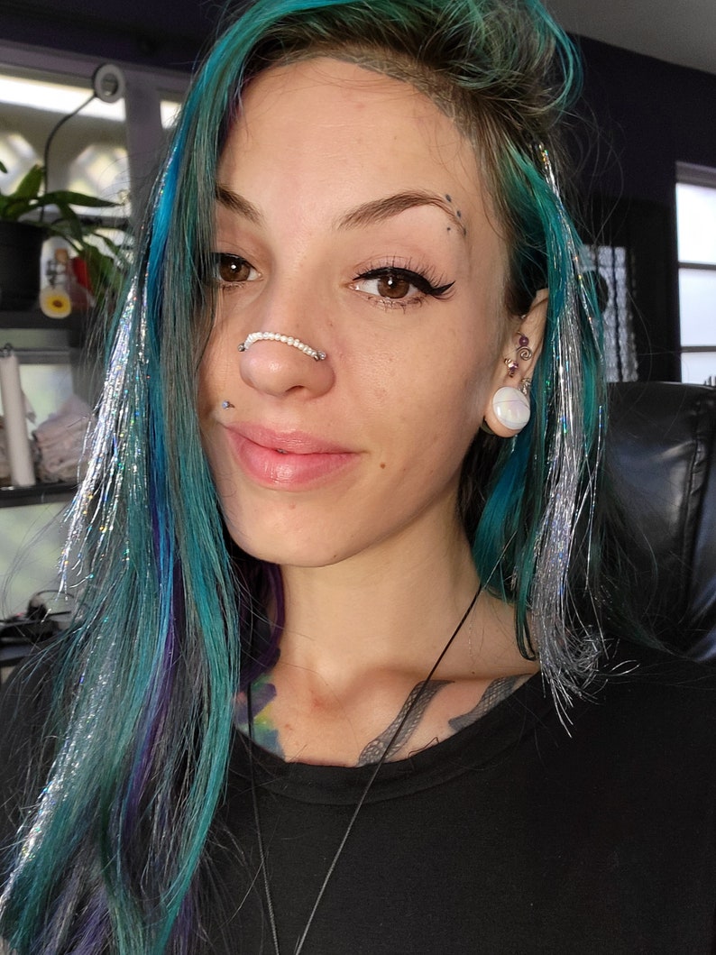 C[ultured White Pearl] Nose Chain - Etsy